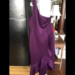 Dj jaz one shoulder sleeveless evening gown, plum, new, 16
